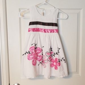 Girls White and Pink Flower Dress